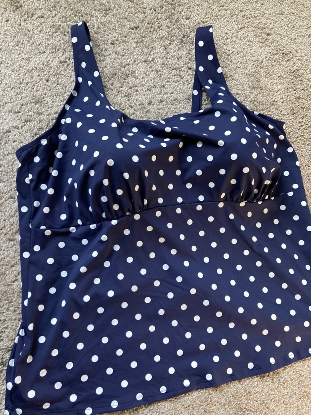 NWT Lands' End Polka Dot Tankini Top 24W DDD Square Neck Underwire babydoll